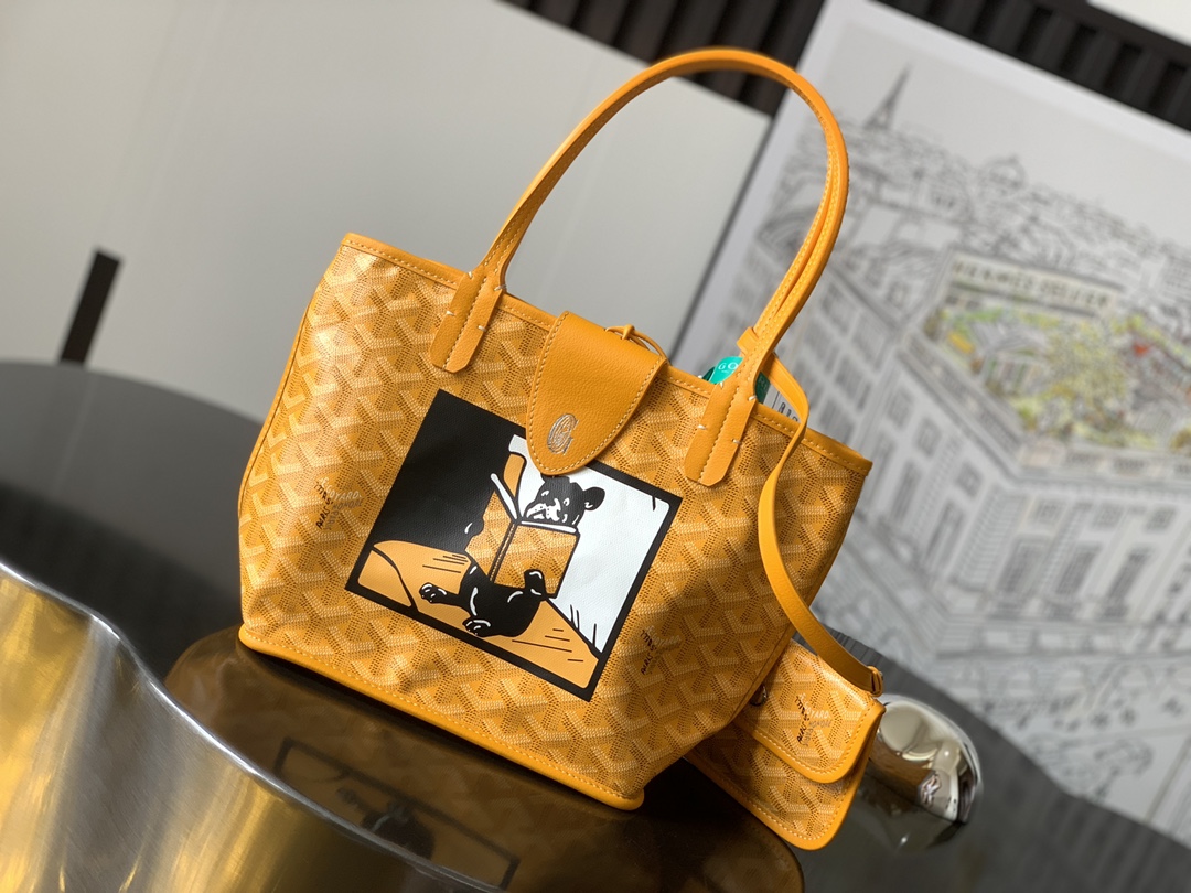 Anjou Mini Reversible Tote Bag In Yellow